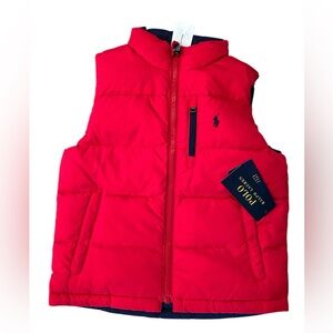 NWT - Polo by Ralph Lauren - Kid’s Red Puffer Down Reversible Vest - Size 5